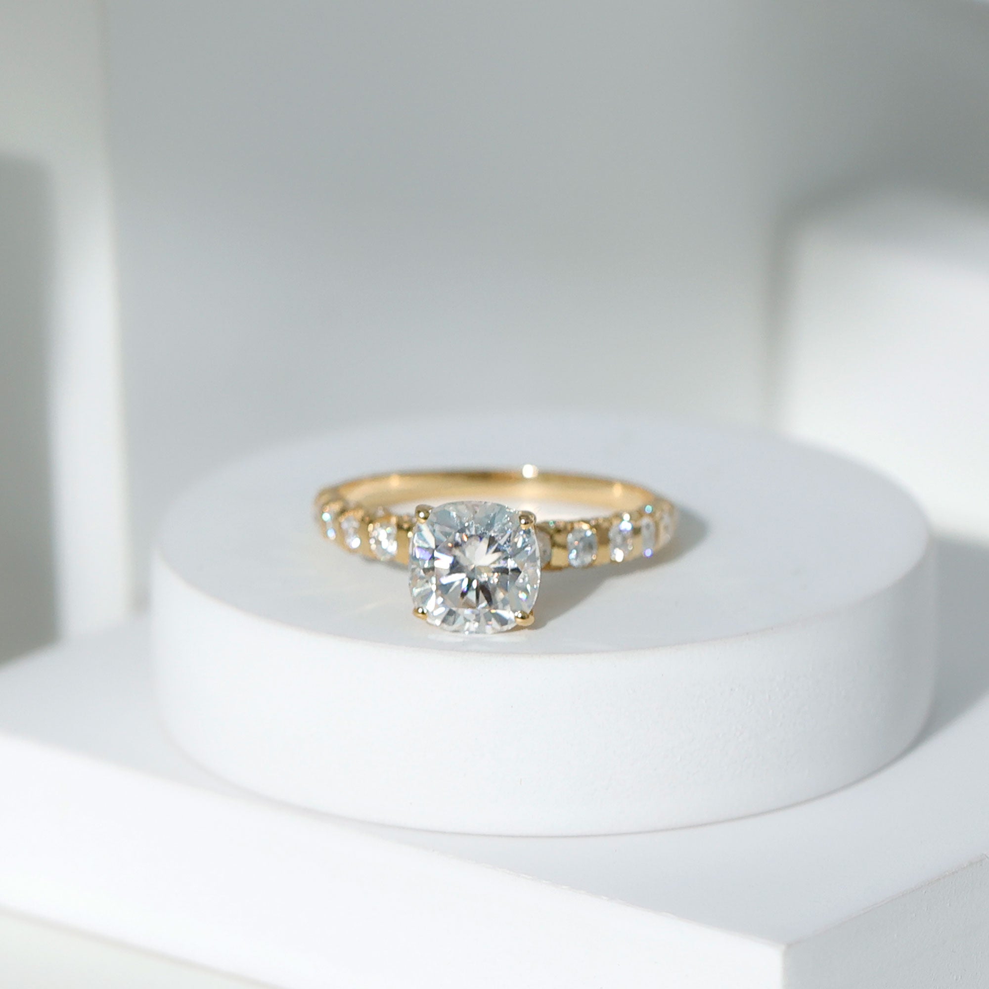 Cushion Cut Moissanite Solitaire Engagement Ring for Women