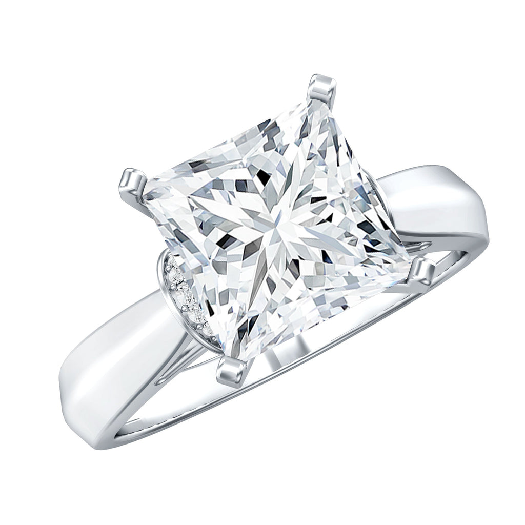 Princess Cut Certified Moissanite Solitaire Engagement Ring