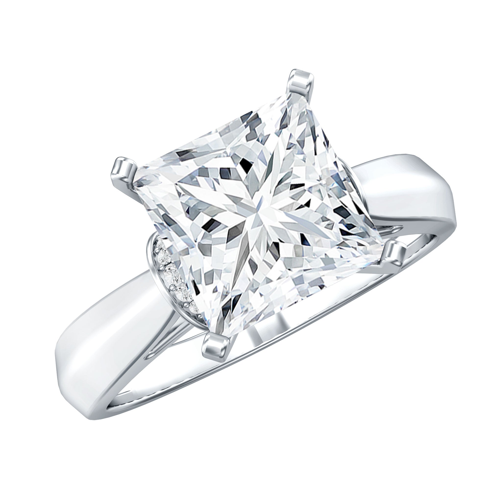 Princess Cut Certified Moissanite Solitaire Engagement Ring