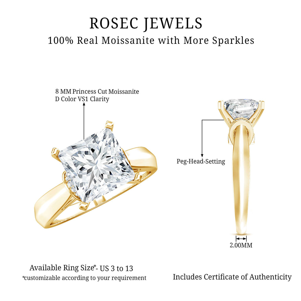 Princess Cut Certified Moissanite Solitaire Engagement Ring