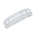 Moissanite Eternity Ring – Half Eternity Band with Baguette Cut Stones in Prong Setting