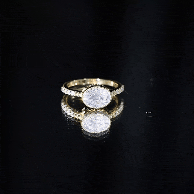 Moissanite Engagement Ring - Oval 1 Carat East West Style Bezel Setting