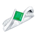 Princess Cut Emerald Ring - Lab Grown Infinity Promise Ring With Diamonds