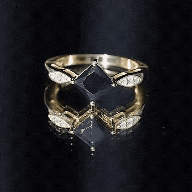 Certified 1 Carat Princess Cut Lab Grown Black and White Diamond Engagement Ring