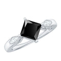 Certified 1 Carat Princess Cut Lab Grown Black and White Diamond Engagement Ring