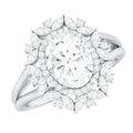 Oval Cut 2 Carat Moissanite Double Halo Engagement Ring