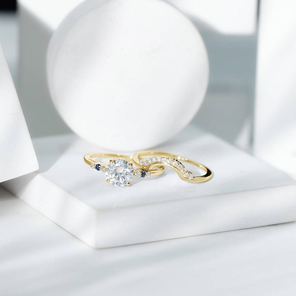 Certified Moissanite 2 Carat Engagement Ring With Wedding Band