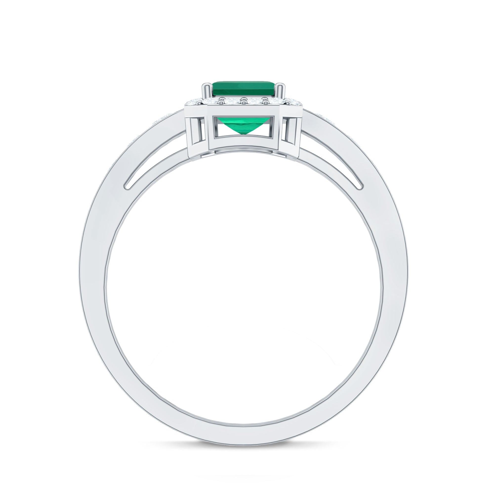 Emerald Cut Engagement Ring – Lab Grown Emerald Ring with Diamond Halo & Vintage Style