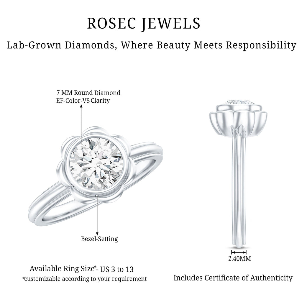 1.25 Carat Engagement Ring – Lab Grown Diamond Solitaire Bezel Setting