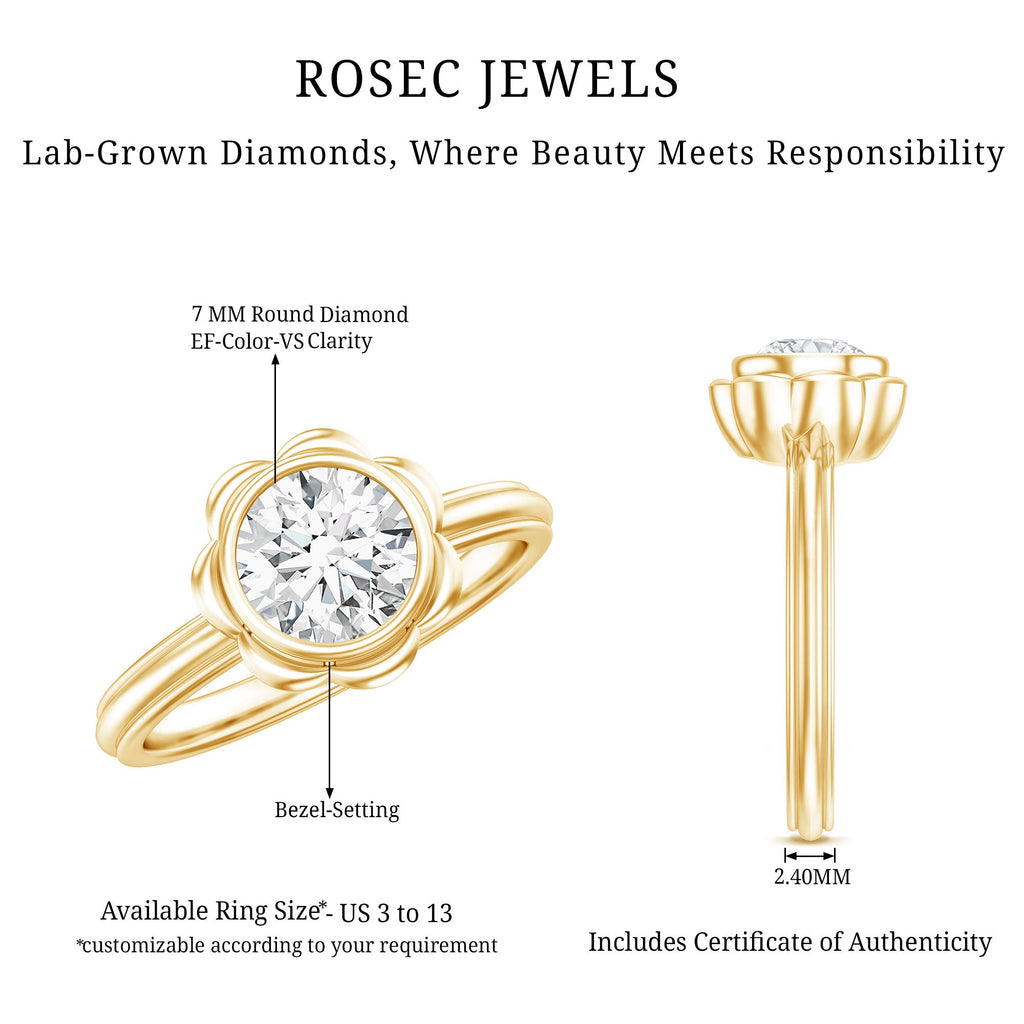1.25 Carat Engagement Ring – Lab Grown Diamond Solitaire Bezel Setting
