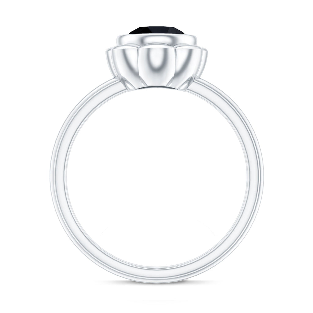 1.2 Carat Black Onyx Bezel Set Engagement Ring