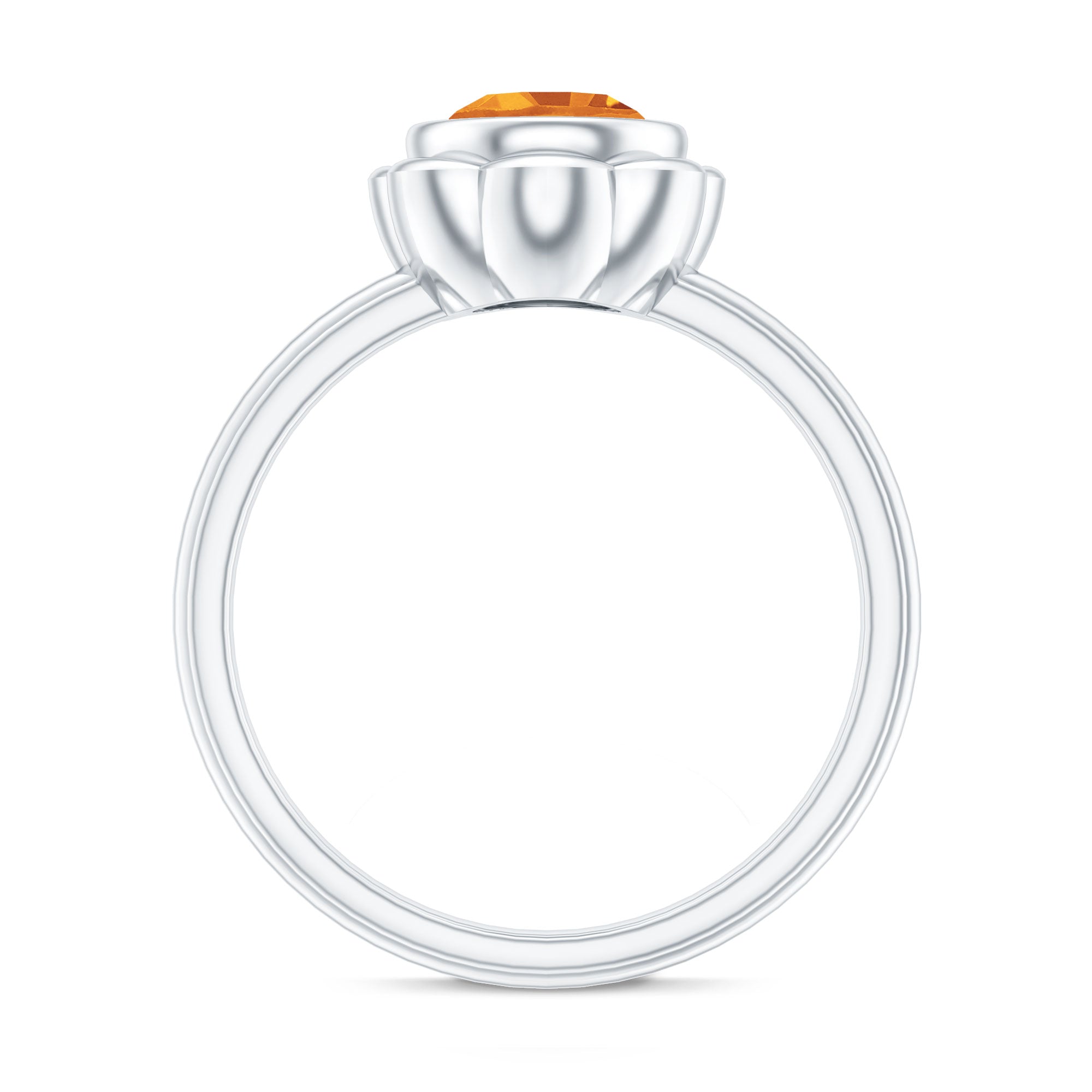 Citrine Engagement Ring - 1.2 Carat Solitaire Bezel Setting Floral Design