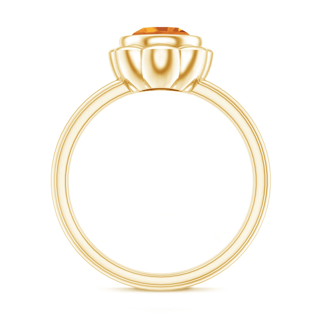 Citrine Engagement Ring - 1.2 Carat Solitaire Bezel Setting Floral Design