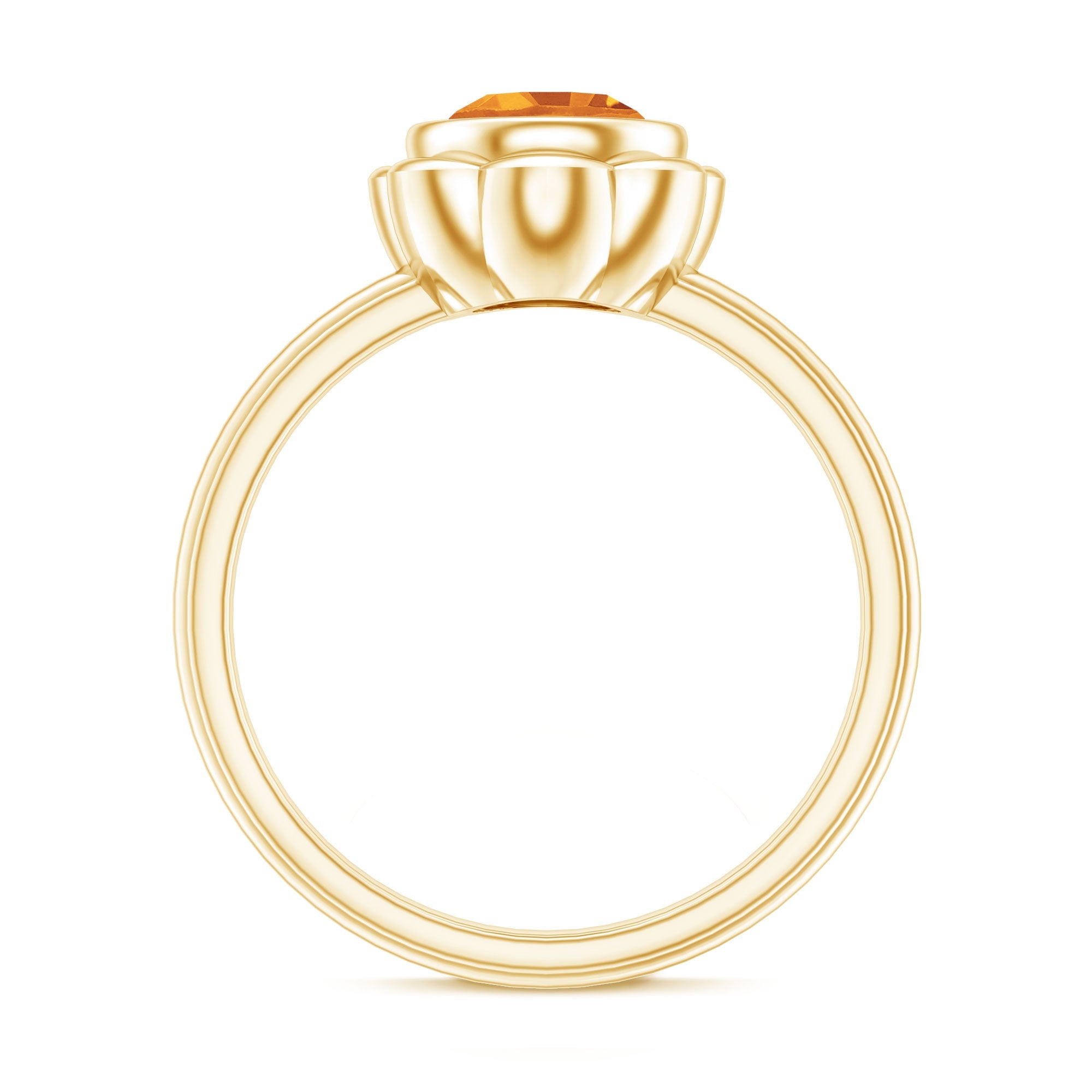 Citrine Engagement Ring - 1.2 Carat Solitaire Bezel Setting Floral Design