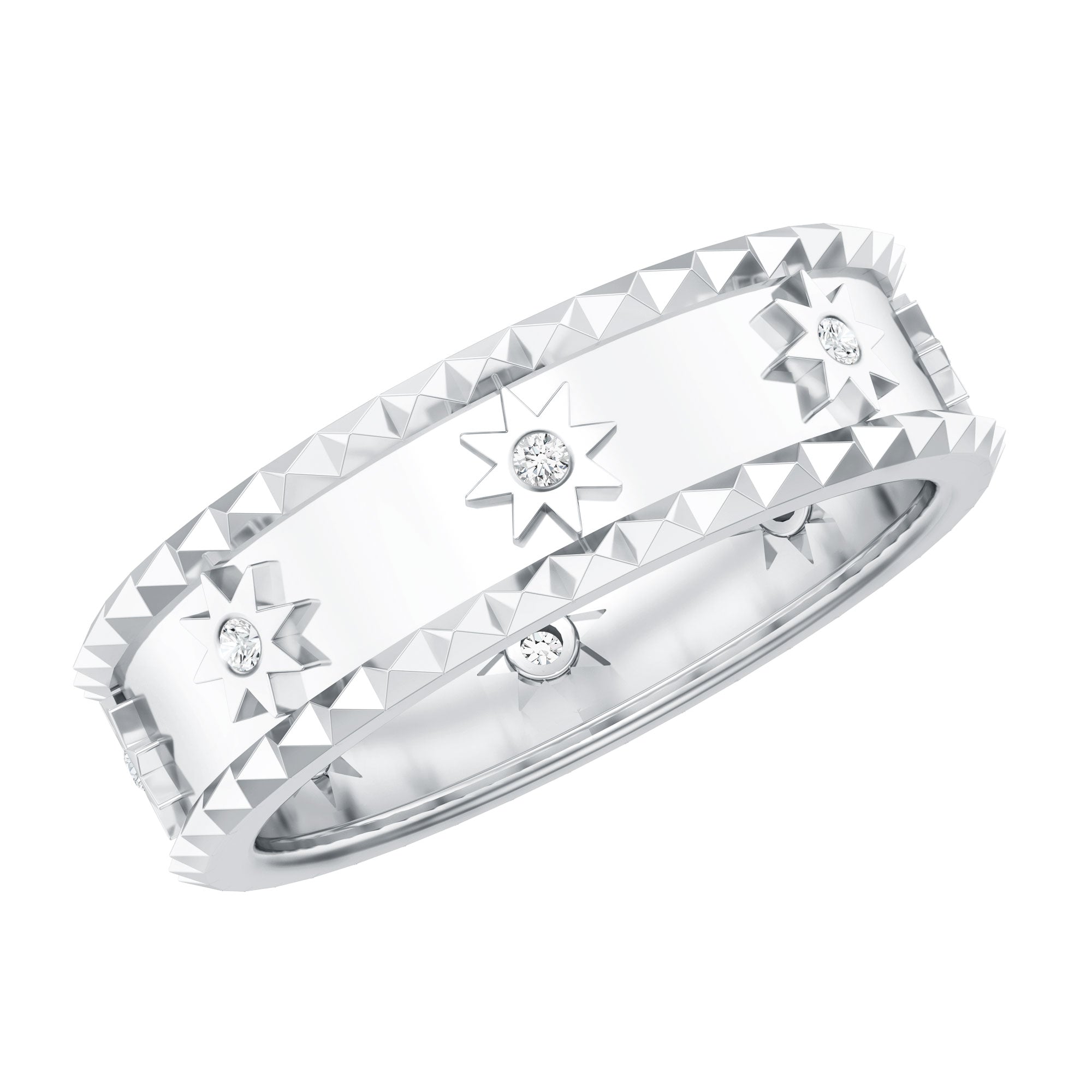 Lab Grown Diamond Ring – Vintage Inspired Starburst Design Band with Flush Setting Diamonds