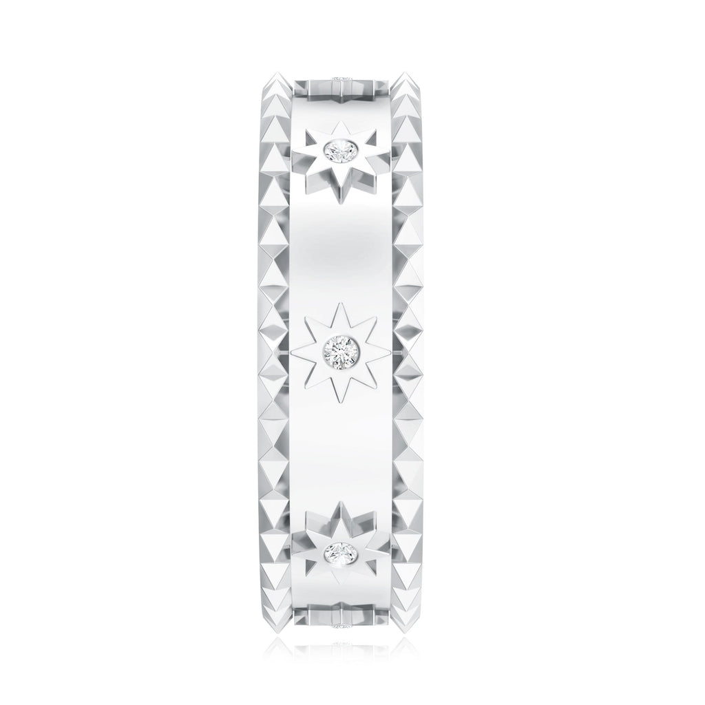 Lab Grown Diamond Ring – Vintage Inspired Starburst Design Band with Flush Setting Diamonds