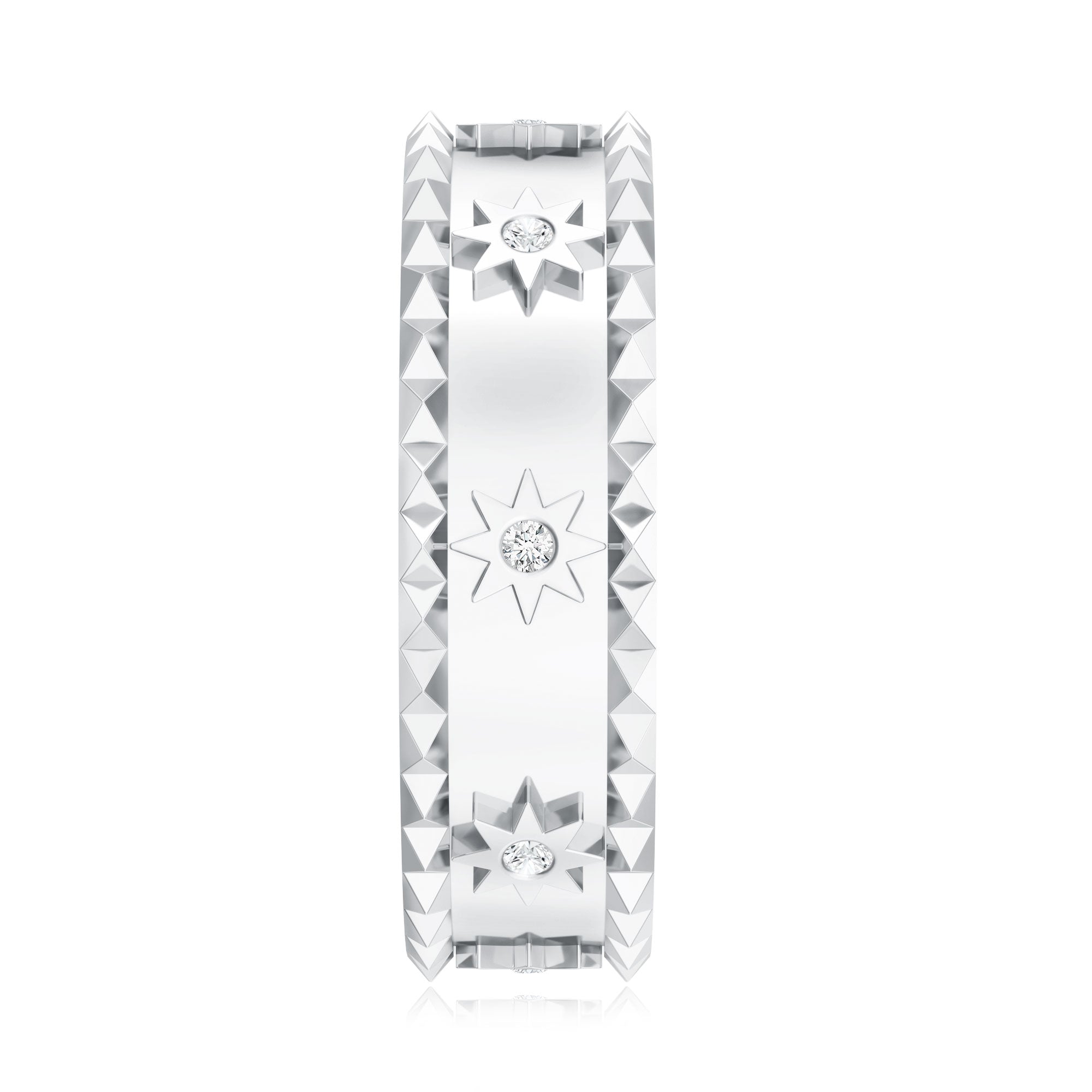 Lab Grown Diamond Ring – Vintage Inspired Starburst Design Band with Flush Setting Diamonds