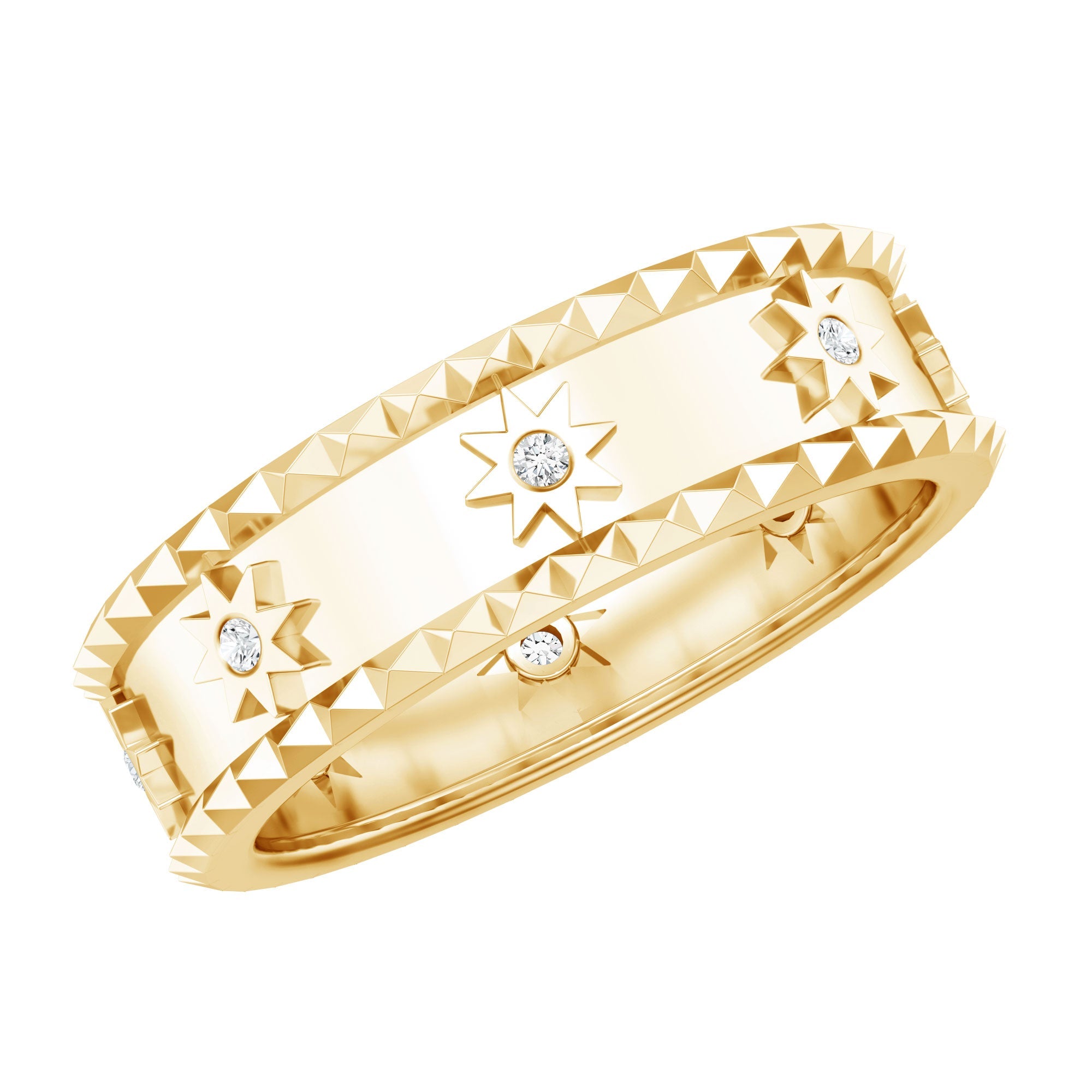 Lab Grown Diamond Ring – Vintage Inspired Starburst Design Band with Flush Setting Diamonds