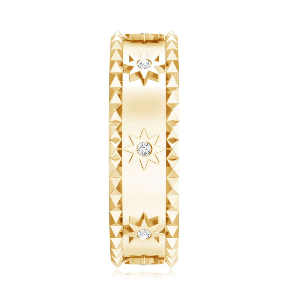 Lab Grown Diamond Ring – Vintage Inspired Starburst Design Band with Flush Setting Diamonds