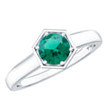 Lab Created Emerald Ring – 0.8 Carat Solitaire Promise Ring With Hexagon Frame