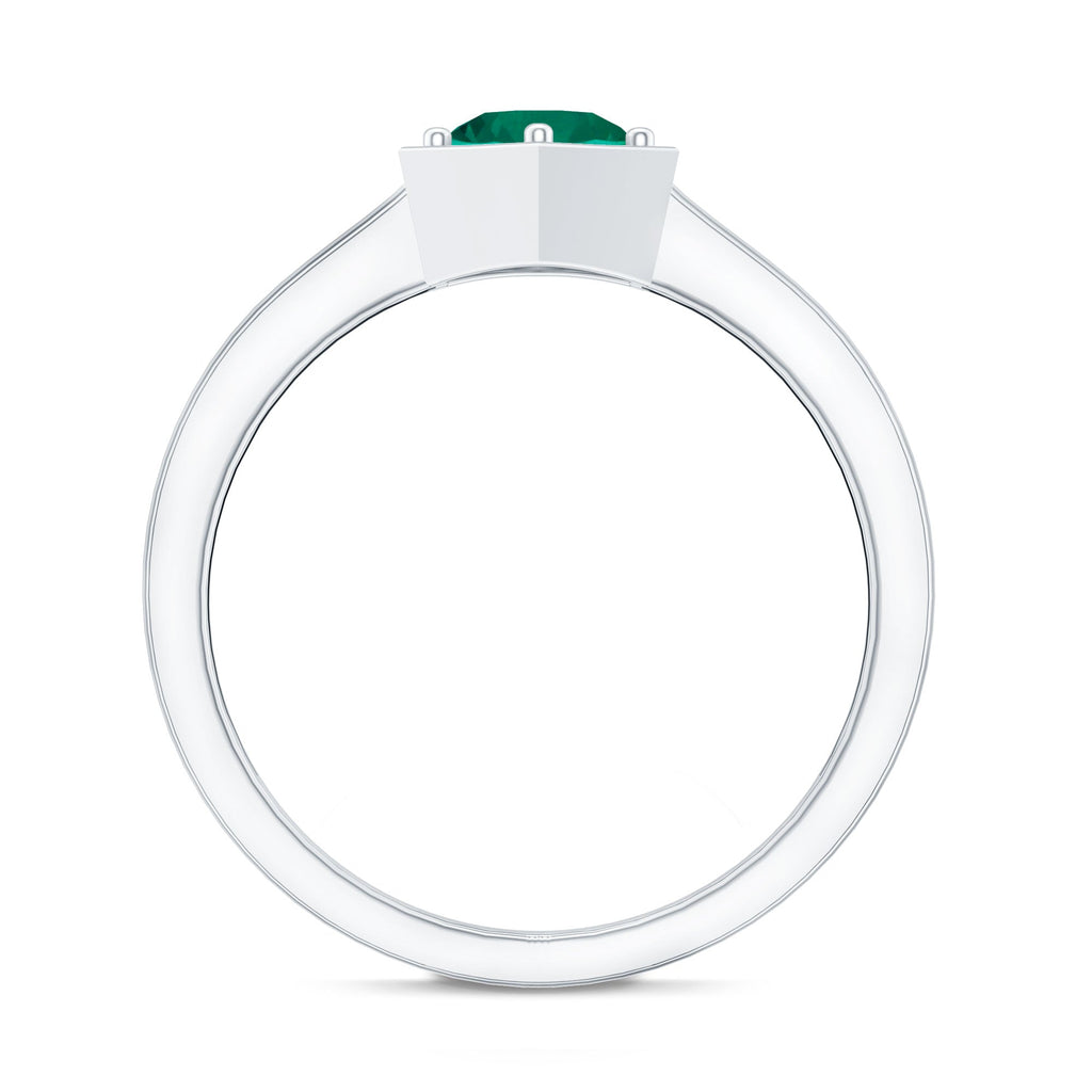 Lab Created Emerald Ring – 0.8 Carat Solitaire Promise Ring With Hexagon Frame