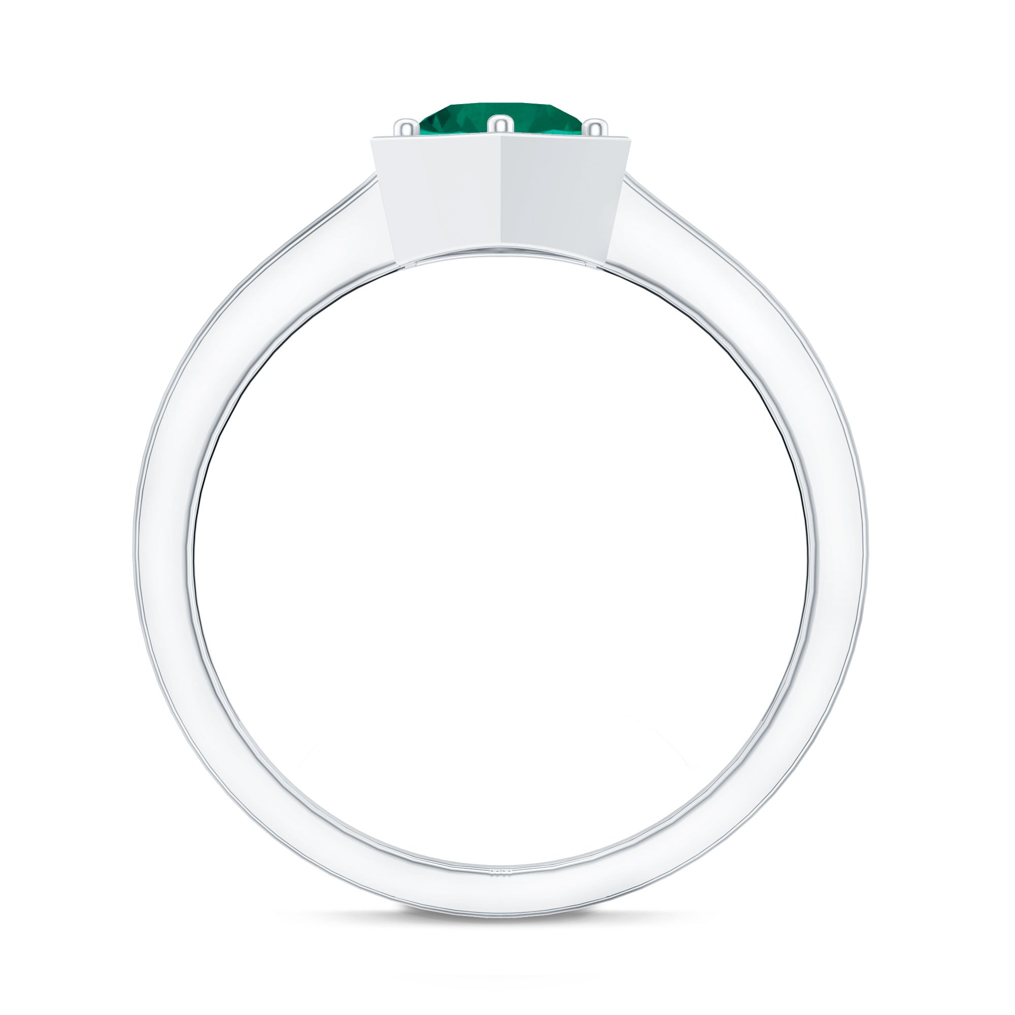Lab Created Emerald Ring – 0.8 Carat Solitaire Promise Ring With Hexagon Frame