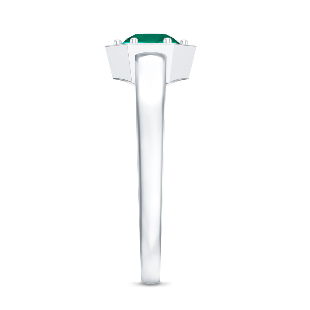 Lab Created Emerald Ring – 0.8 Carat Solitaire Promise Ring With Hexagon Frame