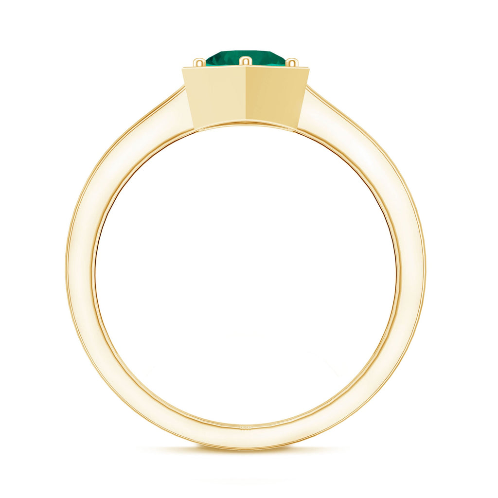 Lab Created Emerald Ring – 0.8 Carat Solitaire Promise Ring With Hexagon Frame
