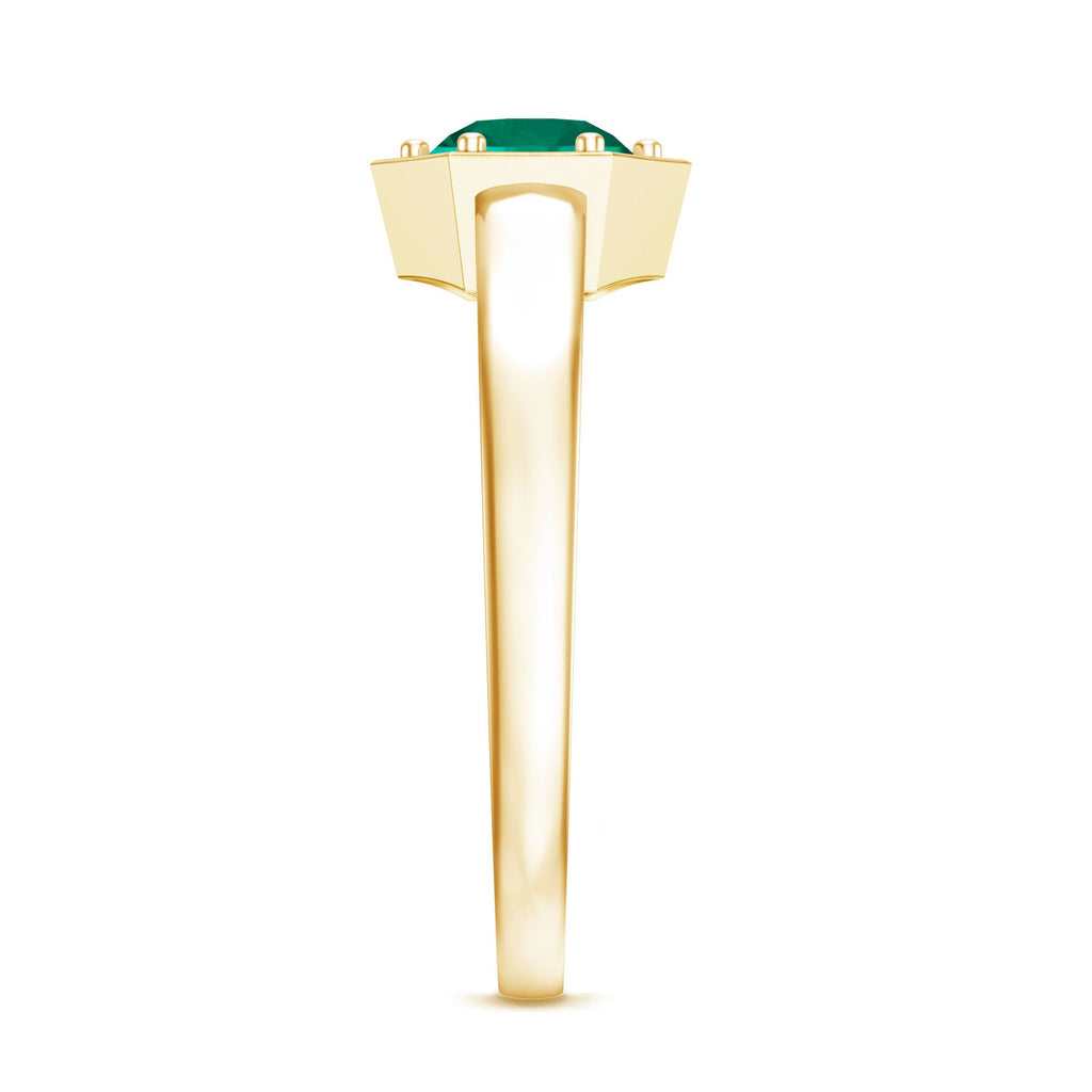 Lab Created Emerald Ring – 0.8 Carat Solitaire Promise Ring With Hexagon Frame