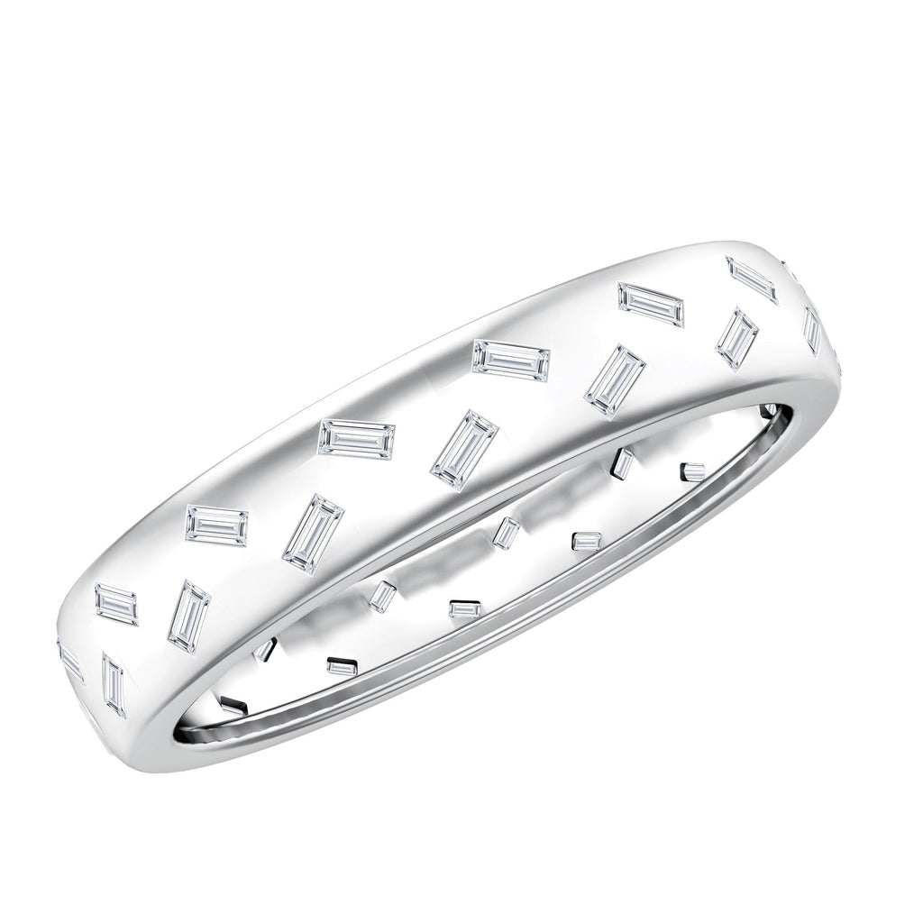 Lab Grown Diamond Wedding Band – Baguette Cut Diamonds, Wide Band Ring