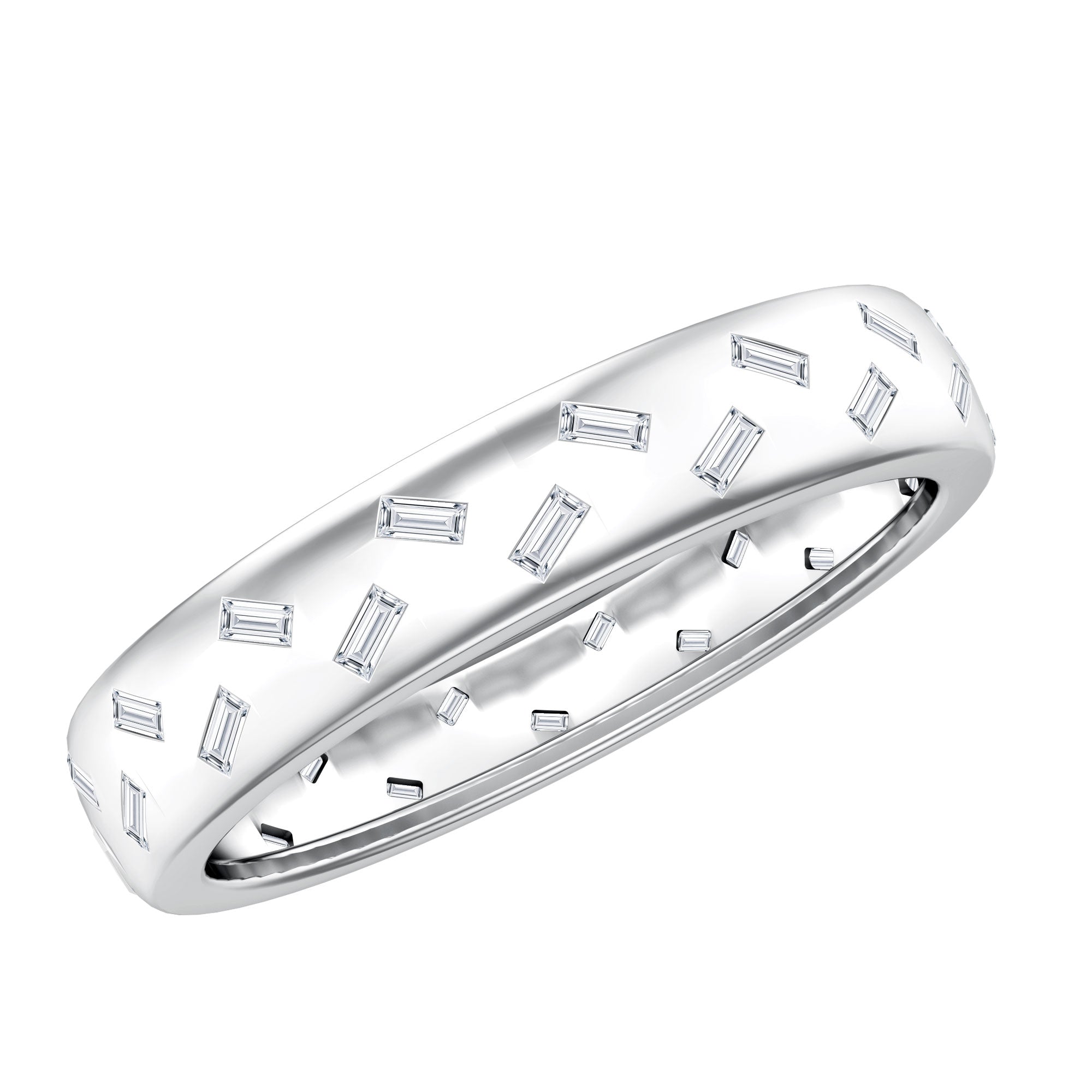 Lab Grown Diamond Wedding Band – Baguette Cut Diamonds, Wide Band Ring