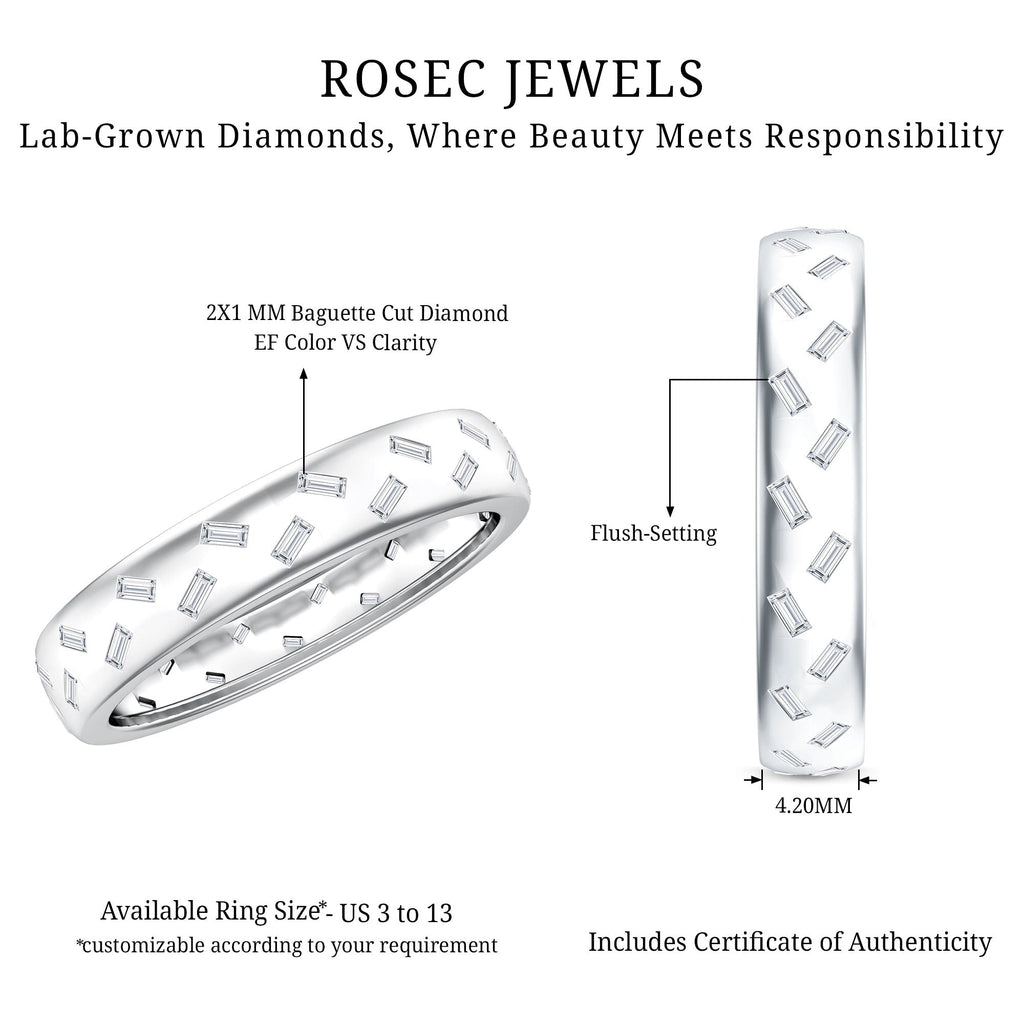 Lab Grown Diamond Wedding Band – Baguette Cut Diamonds, Wide Band Ring