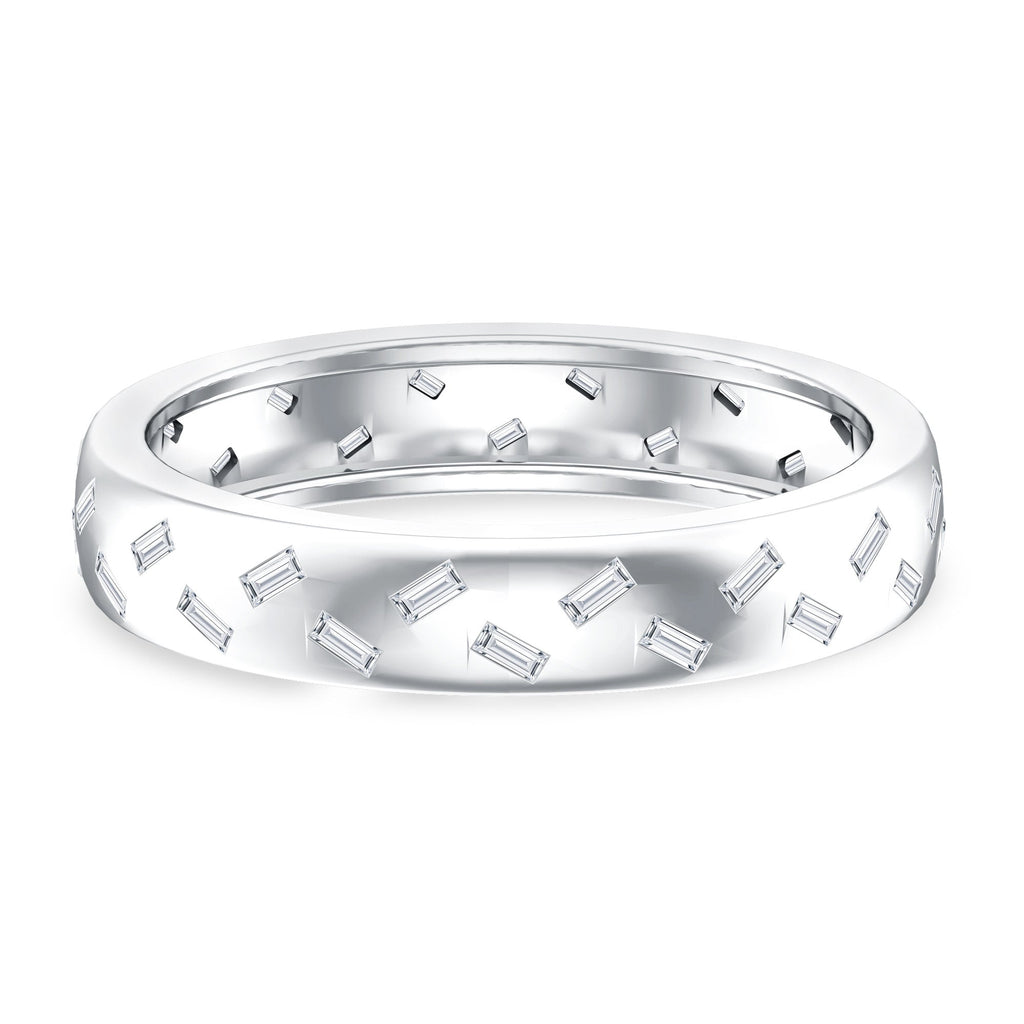 Lab Grown Diamond Wedding Band – Baguette Cut Diamonds, Wide Band Ring