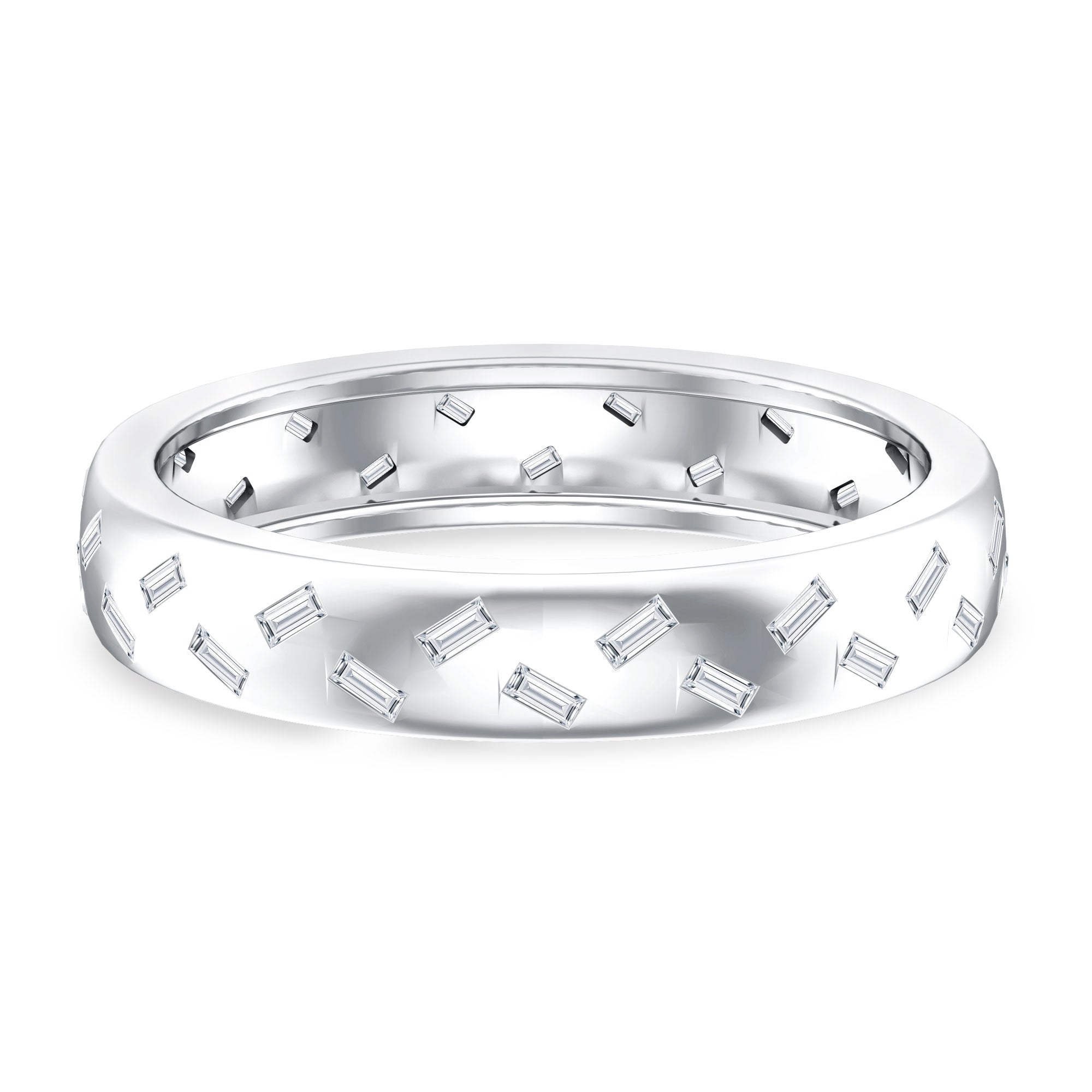 Lab Grown Diamond Wedding Band – Baguette Cut Diamonds, Wide Band Ring