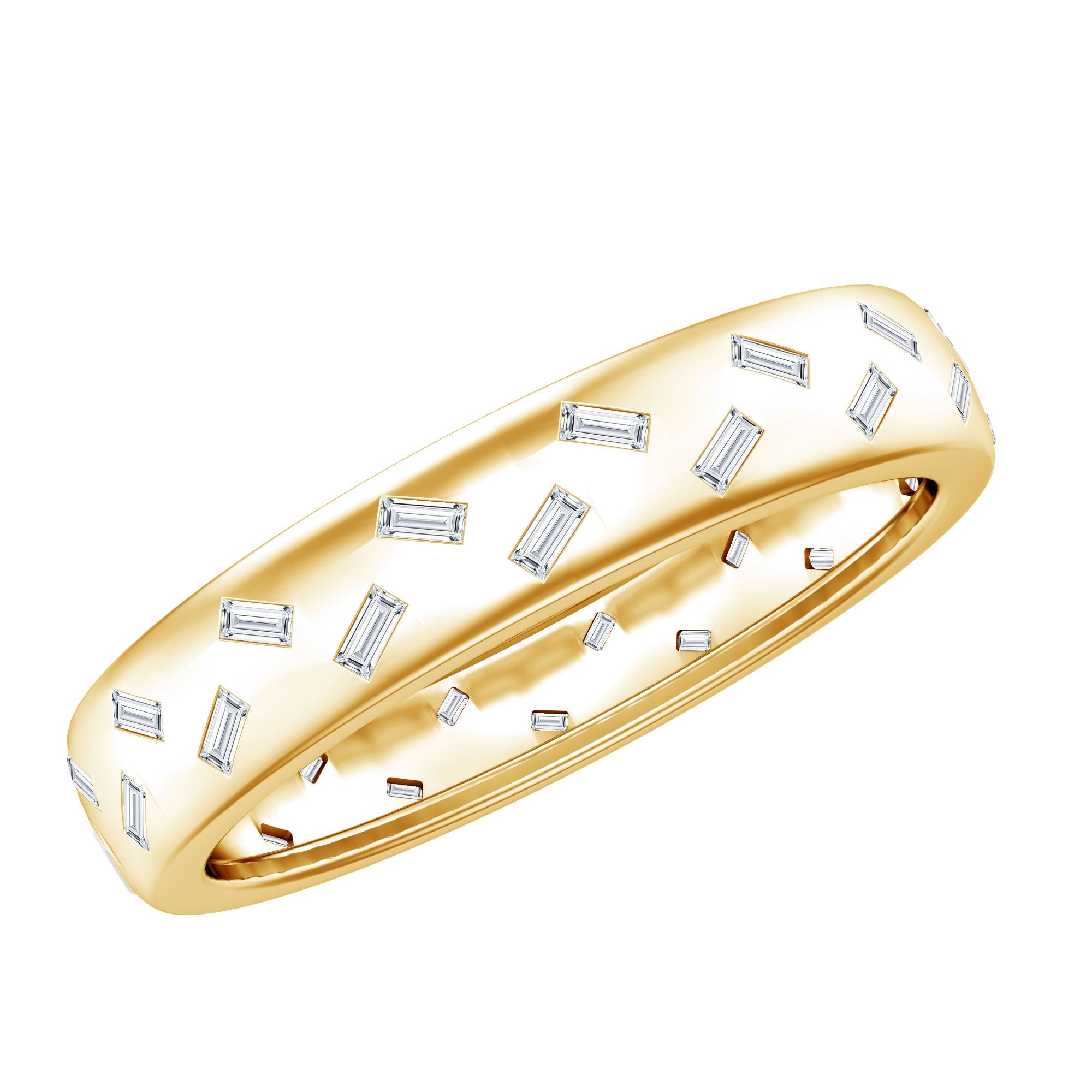 Lab Grown Diamond Wedding Band – Baguette Cut Diamonds, Wide Band Ring