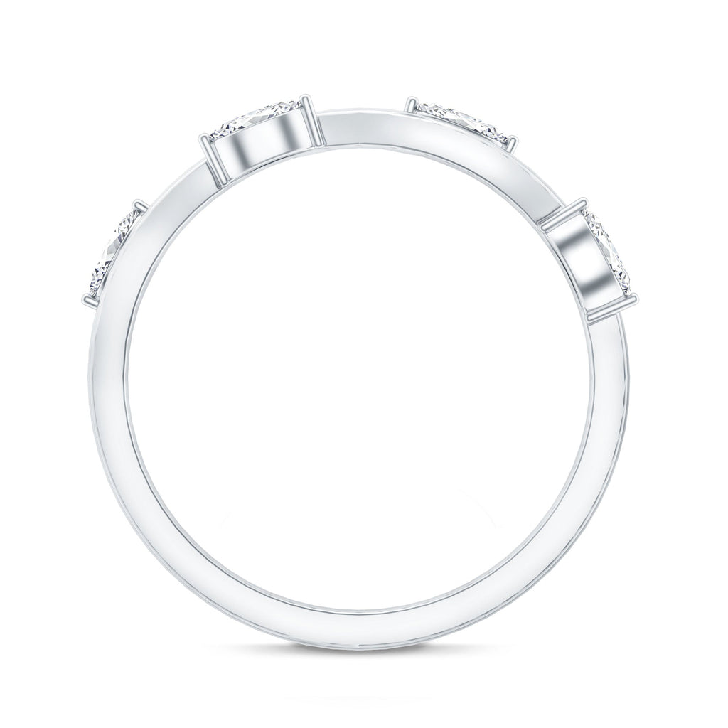 Lab Grown Diamond Wedding Band – Marquise Cut Half Eternity Band with Prong Setting Diamonds