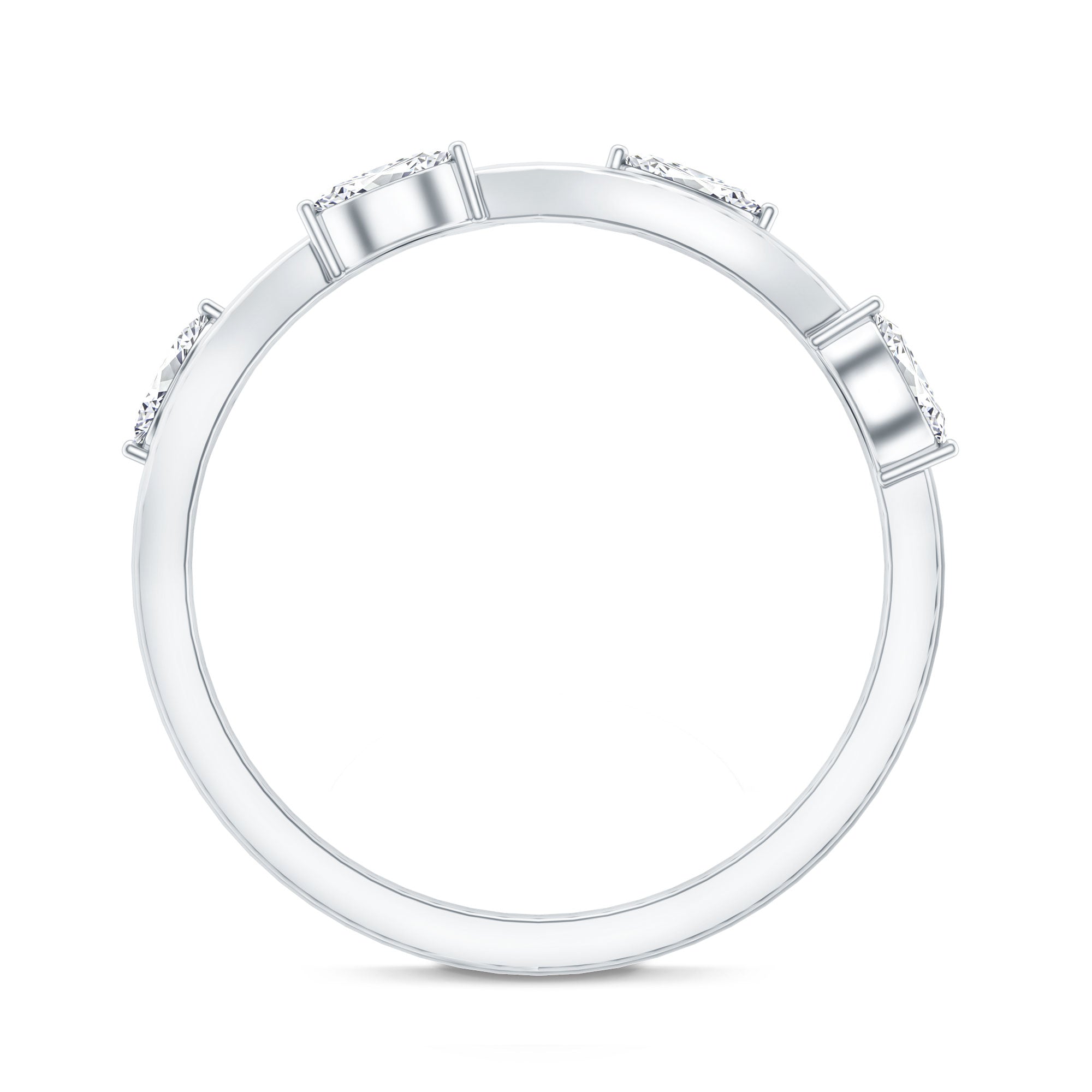 Lab Grown Diamond Wedding Band – Marquise Cut Half Eternity Band with Prong Setting Diamonds