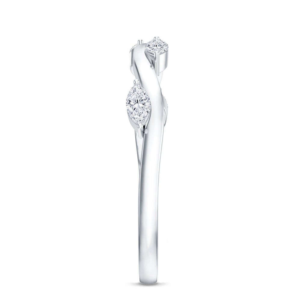 Lab Grown Diamond Wedding Band – Marquise Cut Half Eternity Band with Prong Setting Diamonds