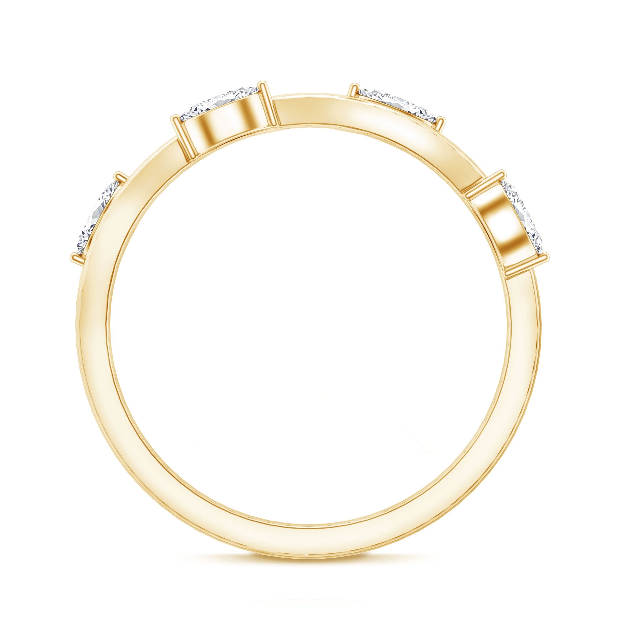 Lab Grown Diamond Wedding Band – Marquise Cut Half Eternity Band with Prong Setting Diamonds