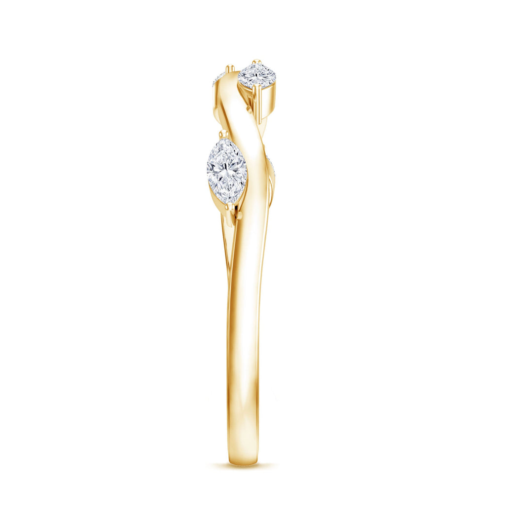 Lab Grown Diamond Wedding Band – Marquise Cut Half Eternity Band with Prong Setting Diamonds
