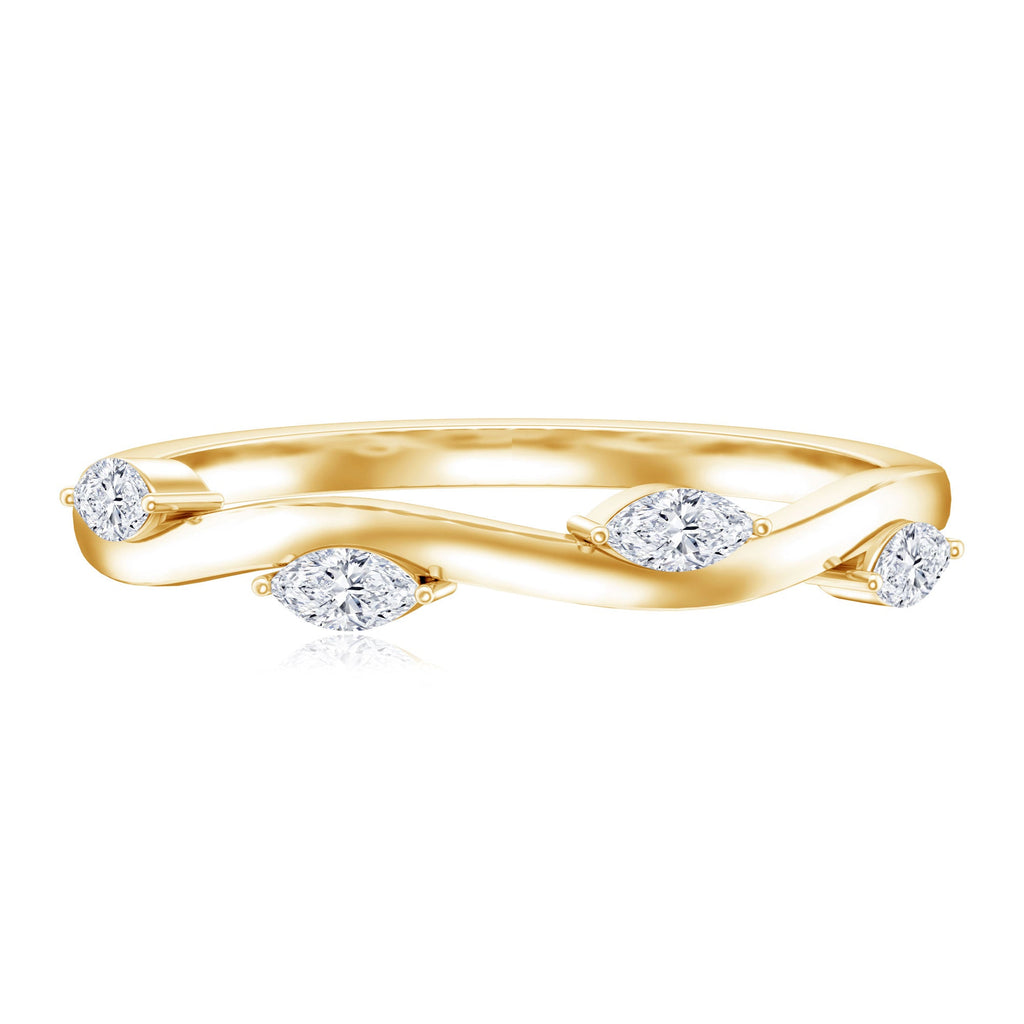 Lab Grown Diamond Wedding Band – Marquise Cut Half Eternity Band with Prong Setting Diamonds