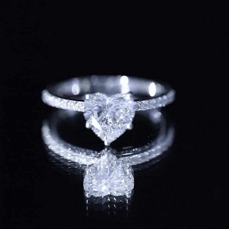 Lab Grown Diamond Ring – 2 Carat Heart Shape Engagement Ring with Hidden Halo