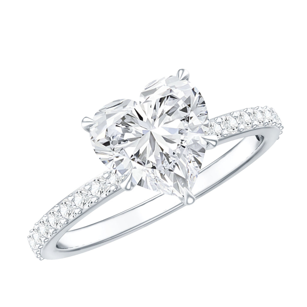 Lab Grown Diamond Ring – 2 Carat Heart Shape Engagement Ring with Hidden Halo