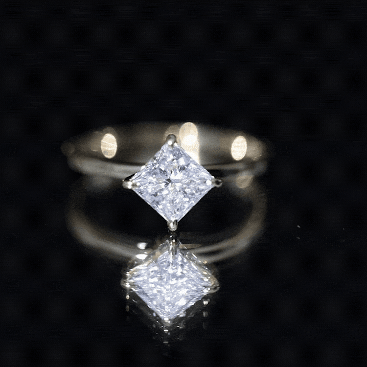 Princess Cut Engagement Ring - 1.25 Carat Lab Grown Diamond Solitaire Claw Setting