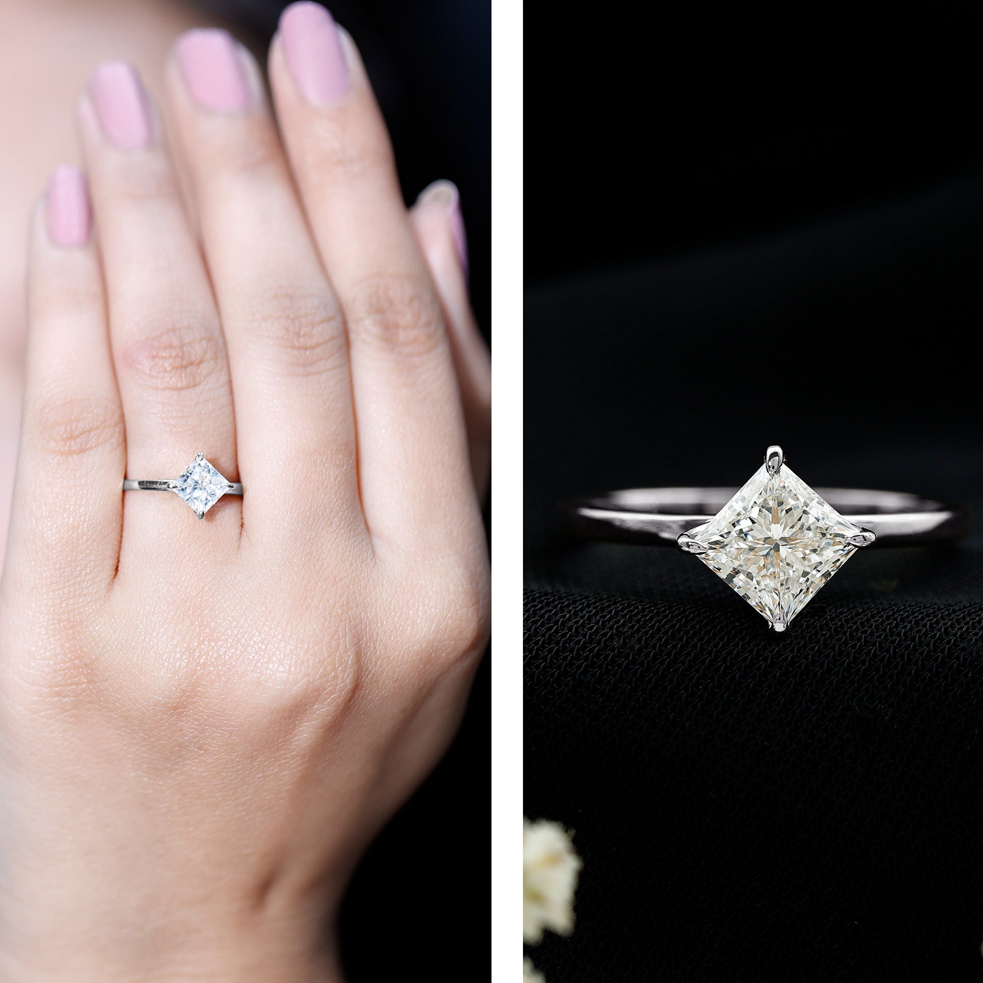 Princess Cut Engagement Ring - 1.25 Carat Lab Grown Diamond Solitaire Claw Setting