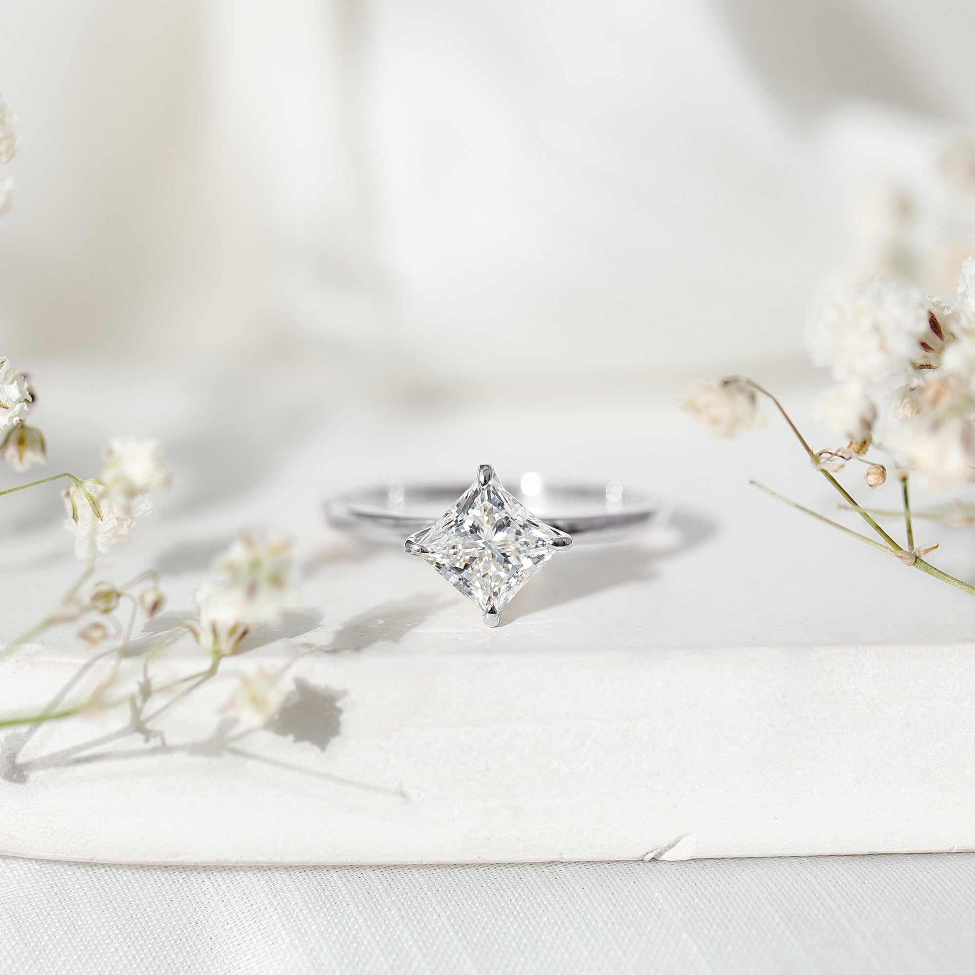 Princess Cut Engagement Ring - 1.25 Carat Lab Grown Diamond Solitaire Claw Setting