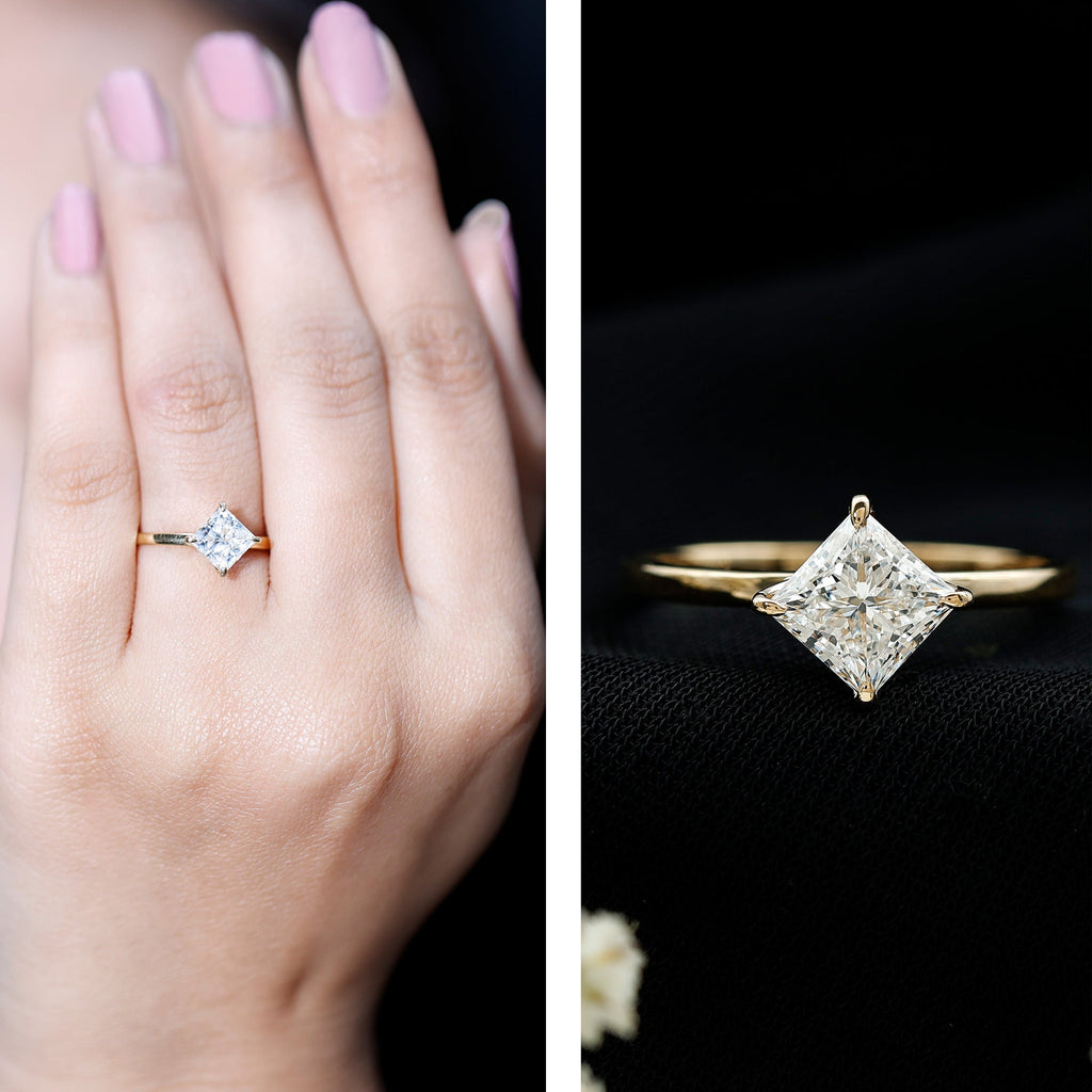 Princess Cut Engagement Ring - 1.25 Carat Lab Grown Diamond Solitaire Claw Setting