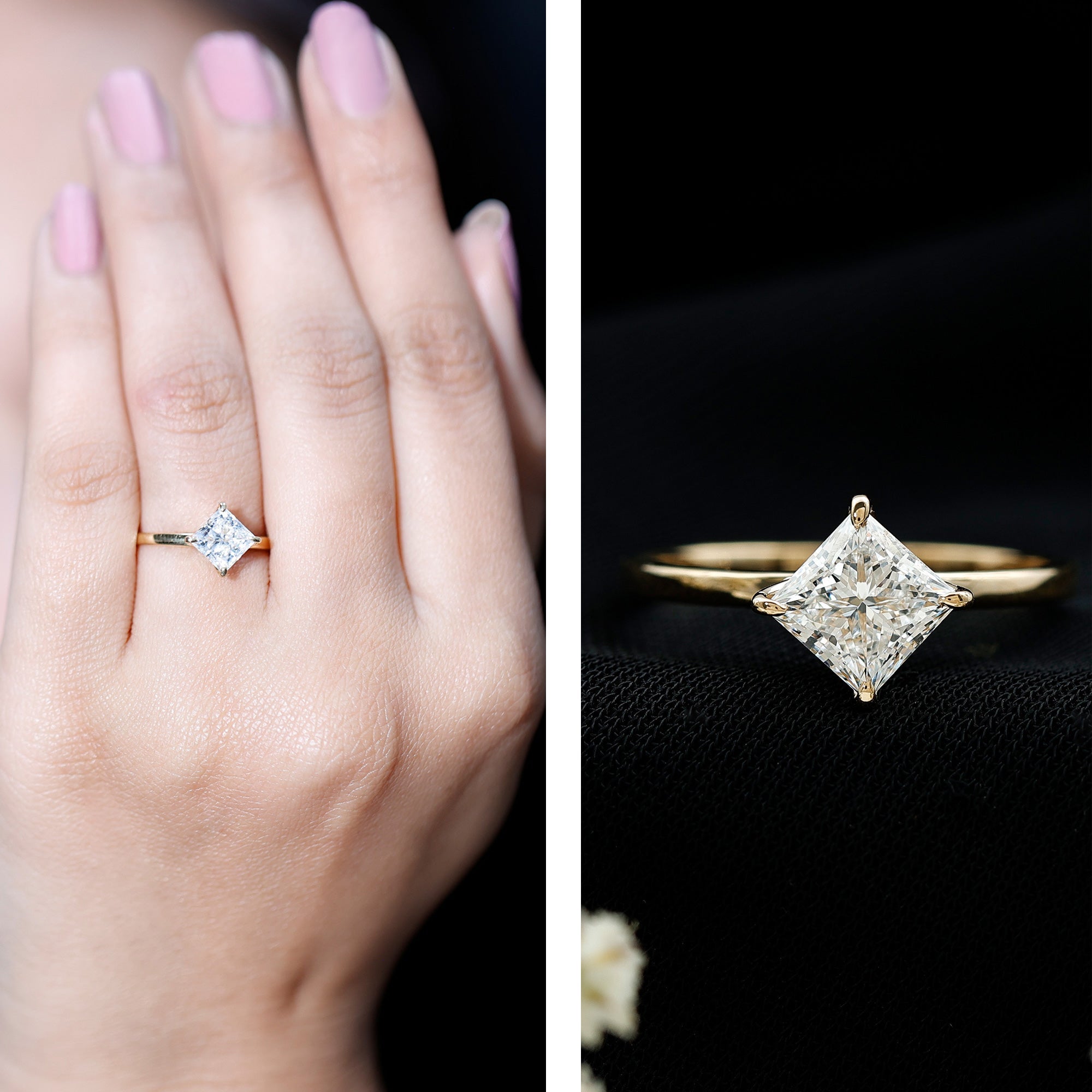 Princess Cut Engagement Ring - 1.25 Carat Lab Grown Diamond Solitaire Claw Setting