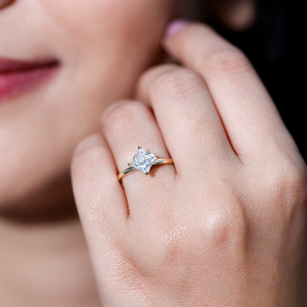 Princess Cut Engagement Ring - 1.25 Carat Lab Grown Diamond Solitaire Claw Setting