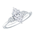 Lab Grown Diamond Ring – Three Stone Engagement Marquise Ring with Sparkling Pear Diamonds